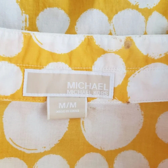 Michael  by Michael Kors tunic top Yellow White Circle Print Tunic MEDIUM - Picture 8 of 11